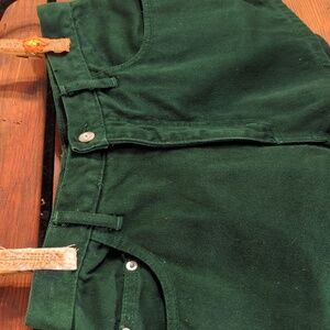 C'est Toi | 100% Cotton Forest Green High Waisted Denim Shorts Size L